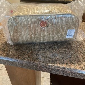 Lilly Pulitzer Berkeley gold metallic zip pouch 10x4 $68